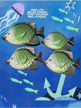MCM, Miller Studios "Kissy" Goldfish Wall Plaques, Made Of Chalkware.